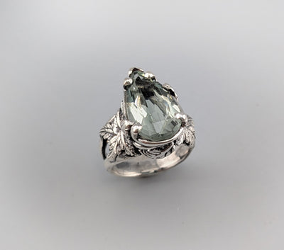 Green Amethyst Sterling Silver Ring