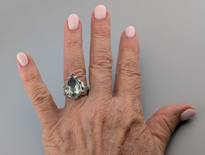 Green Amethyst Sterling Silver Ring