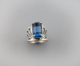 Fancy Cut London Blue Topaz, Sterling Silver Ring