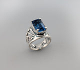 Fancy Cut London Blue Topaz, Sterling Silver Ring