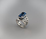 Fancy Cut London Blue Topaz, Sterling Silver Ring