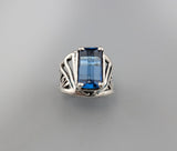 Fancy Cut London Blue Topaz, Sterling Silver Ring