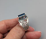 Fancy Cut London Blue Topaz, Sterling Silver Ring