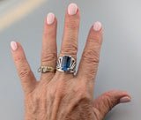 Fancy Cut London Blue Topaz, Sterling Silver Ring