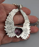 Amethyst Heart Sterling Silver Winged Heart Pendant