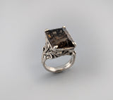 Fancy Cut Smoky Quartz Sterling Silver Ring