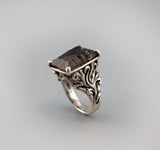 Fancy Cut Smoky Quartz Sterling Silver Ring