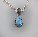Small Larimar and Spectrolite Sterling Silver Pendant