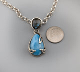 Small Larimar and Spectrolite Sterling Silver Pendant