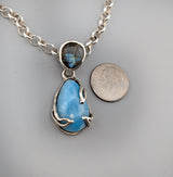 Small Larimar and Spectrolite Sterling Silver Pendant