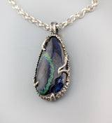 Azurite and Malachite Sterling Silver Pendant