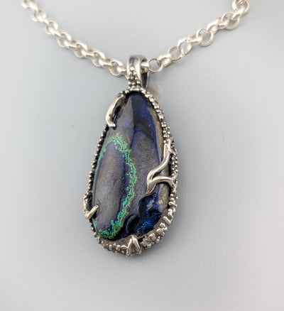 Azurite and Malachite Sterling Silver Pendant