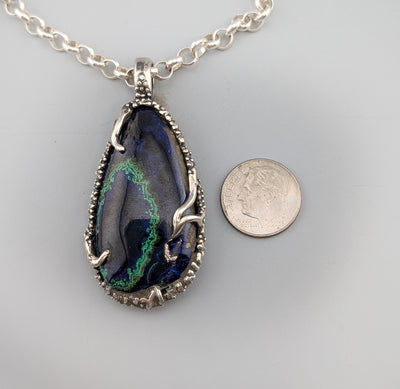 Azurite and Malachite Sterling Silver Pendant
