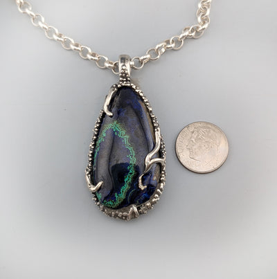 Azurite and Malachite Sterling Silver Pendant
