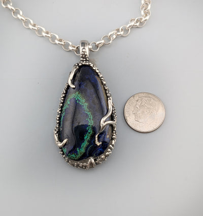 Azurite and Malachite Sterling Silver Pendant
