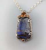 Yowah Boulder Opal Sterling Silver Pendant with Citrine and Spessartite Garnets