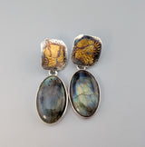 Keum Boo Earring Tops with Spectrolite Sterling Silver Detachable Drops