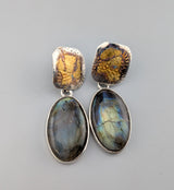 Keum Boo Earring Tops with Spectrolite Sterling Silver Detachable Drops