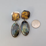 Keum Boo Earring Tops with Spectrolite Sterling Silver Detachable Drops