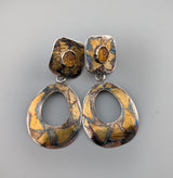 Carved Citrines in Keum Boo Tops with Keum Boo Detachable Hoops