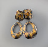 Carved Citrines in Keum Boo Tops with Keum Boo Detachable Hoops
