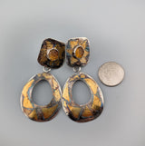 Carved Citrines in Keum Boo Tops with Keum Boo Detachable Hoops