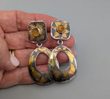Carved Citrines in Keum Boo Tops with Keum Boo Detachable Hoops