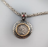 Septimius Severus, AR Denarius, Sterling Silver and 14kt Gold Pendant