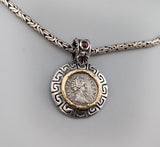 Septimius Severus, AR Denarius, Sterling Silver and 14kt Gold Pendant