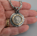 Septimius Severus, AR Denarius, Sterling Silver and 14kt Gold Pendant