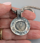 Septimius Severus, AR Denarius, Sterling Silver and 14kt Gold Pendant