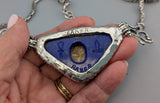 Ancient Scarab, Carved Lapis Wings, Sterling Silver Egyptian Necklace with Turquoise in Eyes of Horus Links