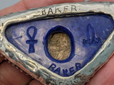 Ancient Scarab, Carved Lapis Wings, Sterling Silver Egyptian Necklace with Turquoise in Eyes of Horus Links