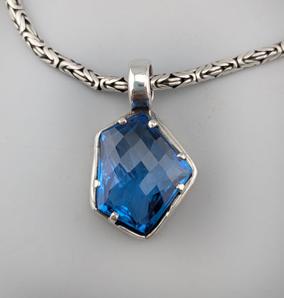 Large London Blue Topaz Sterling Silver Pendant