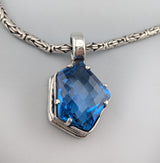 Large London Blue Topaz Sterling Silver Pendant