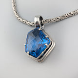 Large London Blue Topaz Sterling Silver Pendant