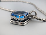 Large London Blue Topaz Sterling Silver Pendant