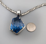 Large London Blue Topaz Sterling Silver Pendant