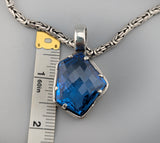 Large London Blue Topaz Sterling Silver Pendant