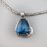 Large London Blue Topaz Sterling Silver Pendant