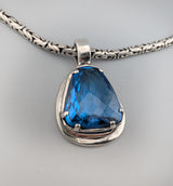 Large London Blue Topaz Sterling Silver Pendant
