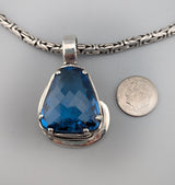 Large London Blue Topaz Sterling Silver Pendant