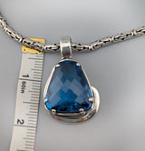 Large London Blue Topaz Sterling Silver Pendant