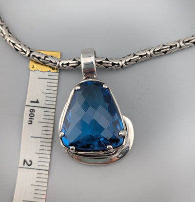 Large London Blue Topaz Sterling Silver Pendant