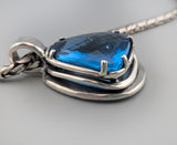Large London Blue Topaz Sterling Silver Pendant