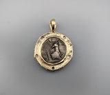 Ancient AR Tetradrachm, Ephesus Bee, 14kt Gold Pendant with Diamonds and Emerald