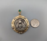 Ancient AR Tetradrachm, Ephesus Bee, 14kt Gold Pendant with Diamonds and Emerald