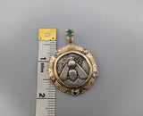Ancient AR Tetradrachm, Ephesus Bee, 14kt Gold Pendant with Diamonds and Emerald