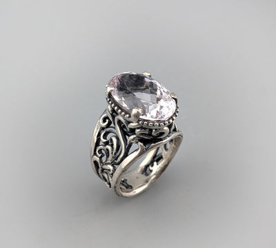 Kunzite Sterling Silver Lacy Ring