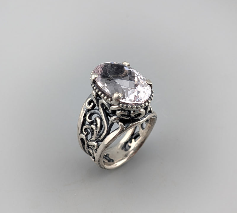 Kunzite Sterling Silver Lacy Ring